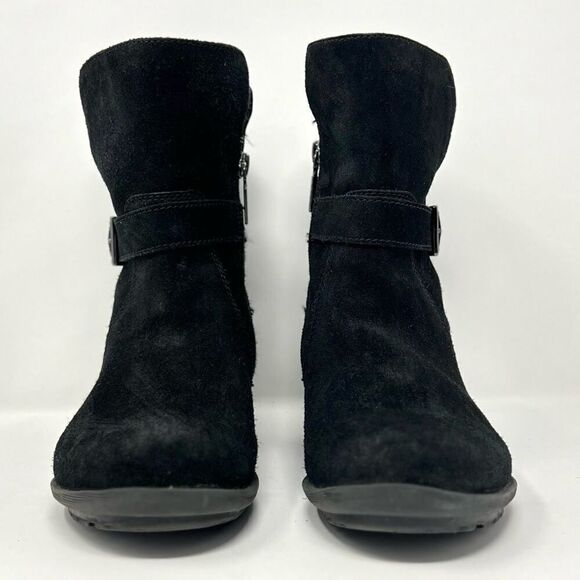 Blondo Talia Black Waterproof Suede Leather Moto Buckle Strap Zip Ankle Bootie 6 - Picture 10 of 12